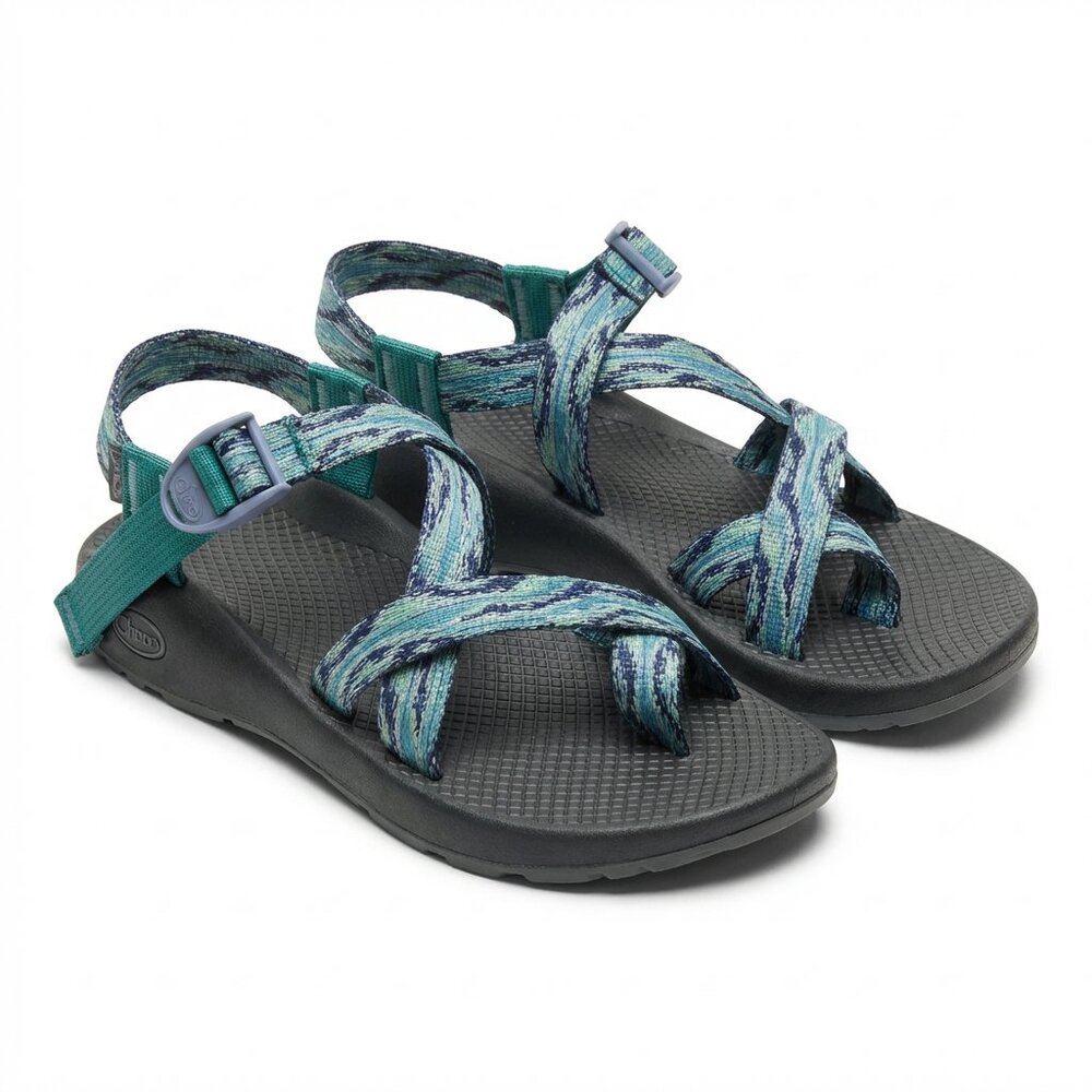 Chaco Z Cloud‎ 2 Women's Size 10 Trail Hiking Water Sandals Blue Green Waves